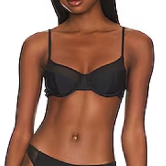 Revolve The emily top Solid & Mesh-Blackout Solid & Striped bra - Picture 1 of 5